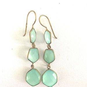 Sea foam chalcedony triple drop earrings